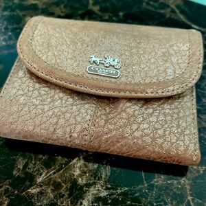 Sale! RARE! Authentic Coach Specialty Leather Gold Metallic Folding Mini Wallet
